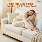 83W Modern 3-Seater Sofa with Deep Seat, Soft Fabric, Wide Armrest, Removable Washable Cushion Cover