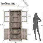 69 Tall Corner Cabinet, Farmhouse Corner Storage Cabinet, Space Saving Storage, Glass Door, Adjustable Shelves, for Living Room, Kitchen
