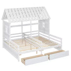 Whisen House Platform Beds with Two Drawers for Boy and Girl Shared Beds