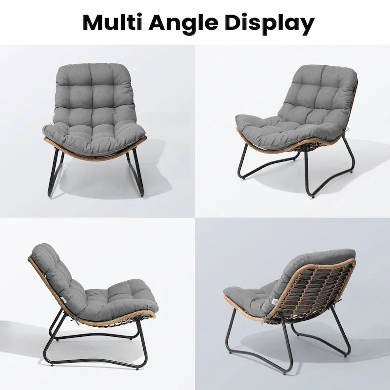 Papasan PE Rattan Chair with Cushion For Indoor Outdoor