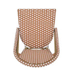 sumyeg 29.5 Outdoor French Bistro Bar Stools Set of 2, PE Rattan Wicker with Aluminum Frame, Bamboo Look Finish, Rust Red & White
