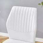 Luxury Simple Chair Set of 6 PU High Resilience Dining Chair with Metal Silver Leg Kitchen Armless Side Chair