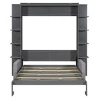 Whisen Modern Design Wood Frame Queen Size Murphy Bed Wall Bed with Sofa and Shelves