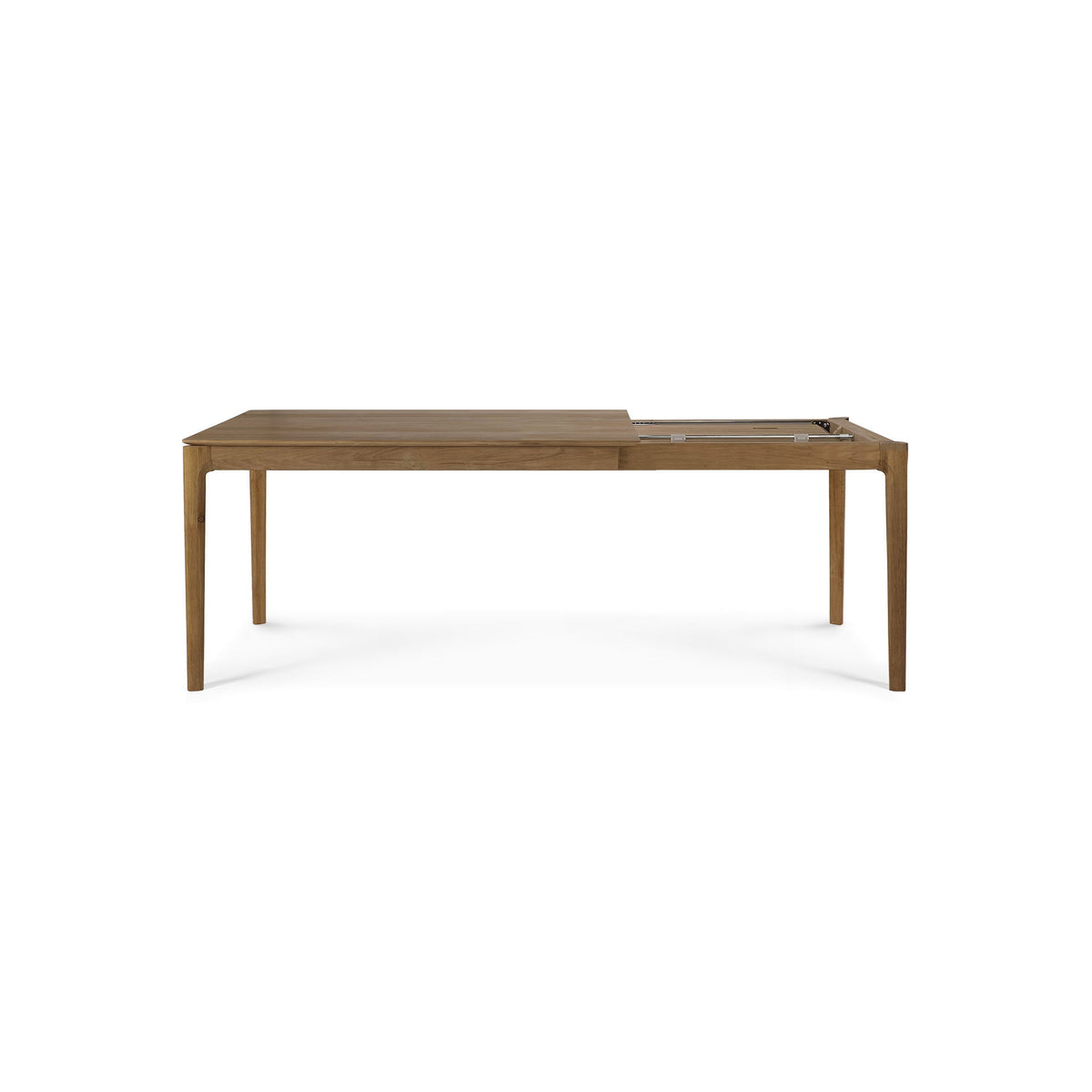 Natural Teak Extendable Dining Table with Concealed Extension Leaf for Dining Room