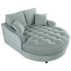 Chenille Chaise Lounge Sofa Bed, Upholstered Sofa Couch with Tufted Backrest and 2 Detachable Pillows for Living Room