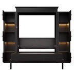 Luxystar Modern Queen Murphy Bed with 10 Storage Shelves and Upholstered Headboard, Black