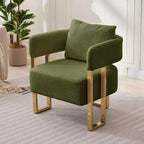 Set of 2 Modern Upholstered Accent Chairs with Gold Metal Legs for Living Room, Bedroom, or Office
