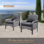 HOMLUX Set of 2 Patio Wicker Chairs Set Outdoor All Weather High Back Rattan Chairs
