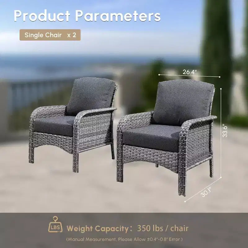 HOMLUX Set of 2 Patio Wicker Chairs Set Outdoor All Weather High Back Rattan Chairs