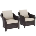 UPTIOT 2-person Outdoor Rattan Armchairs With Cushions