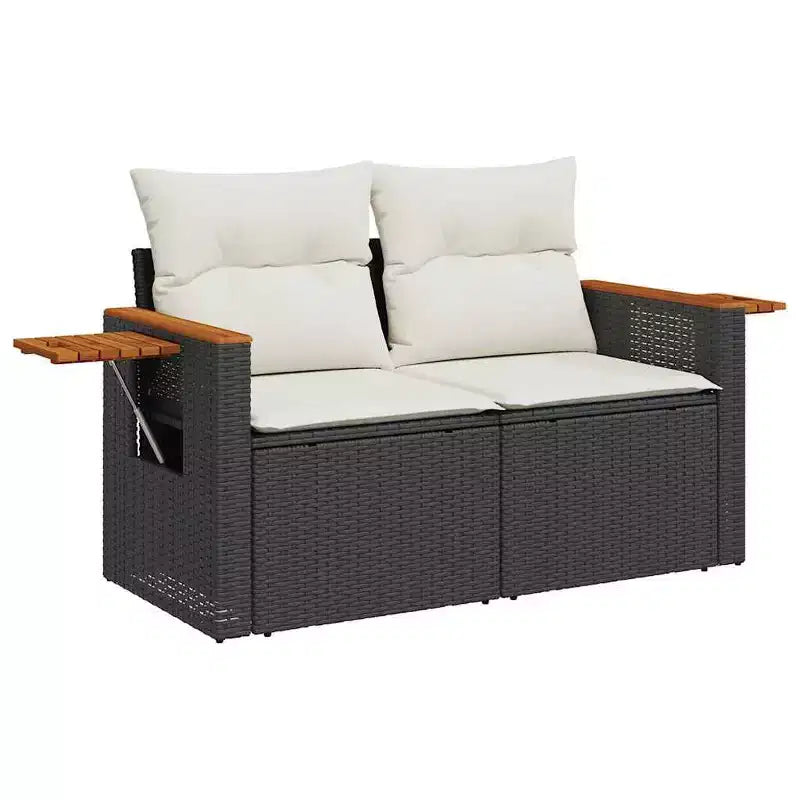 vidaXL 4 Piece Patio Sofa Set with Cushions Poly Rattan Acacia