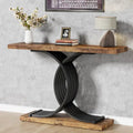 Black/ Gold Modern Sofa Table with Faux Marble Tabletop, 39 Inches Wood Foyer Table with Geometric Metal Legs for Entryway