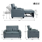 Upholstered Cats Claw Leather Convertible Reclining Sleeper Sofa Bed With Cushions For Small Spaces