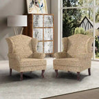 2 Set Traditional Wingback Accent Chairs Upholstered Armchair
