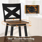 Costway 24 Swivel Barstools Set of 4 w/Backrest Large Seat Footrest for Kitchen Island