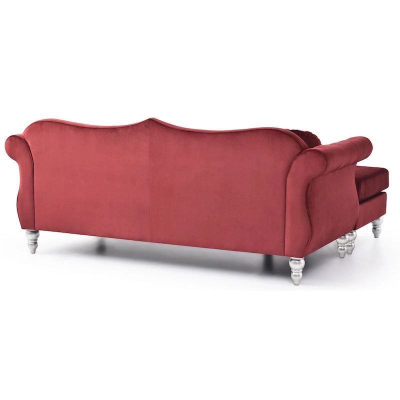 Hollywood Velvet Sofa with Reversible Chaise
