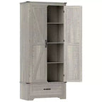 HOMCOM 72 Farmhouse Pantry Cabinet with Barn Doors, Tall Kitchen Pantry Storage Cabinet with Adjustable Shelves and Drawer