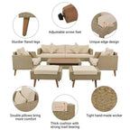Whisen 6-Pieces All Weather PE Wicker Sofa Set, Outdoor Rattan sofa With Double Cushions
