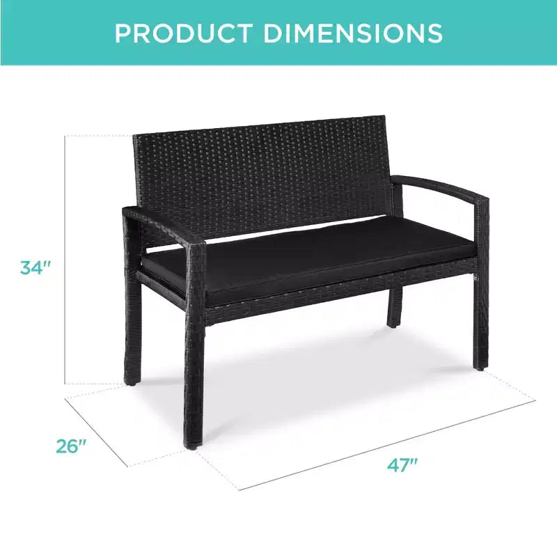 Best Choice Products 2-Person Outdoor Wicker Bench Garden Patio Porch Furniture w/ 700lb Capacity, Cushion