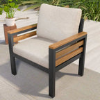 4-Piece Outdoor Sofa Set for 5 with Solid Wood Coffee Table and Removable Cushions