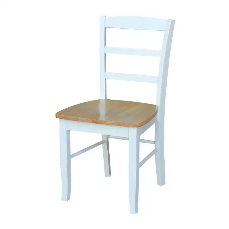 3pc Dining Table with 2 Ladderback Chairs White/Natural ¨C International Concepts: Solid Wood, Square, Non-Extension