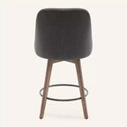 Bekrvio 26 Counter Height Swivel Bar Stools Set of 4 Backs and Wood Legs,Linen Fabric/PU Leather Upholstered Barstools for Kitchen Island
