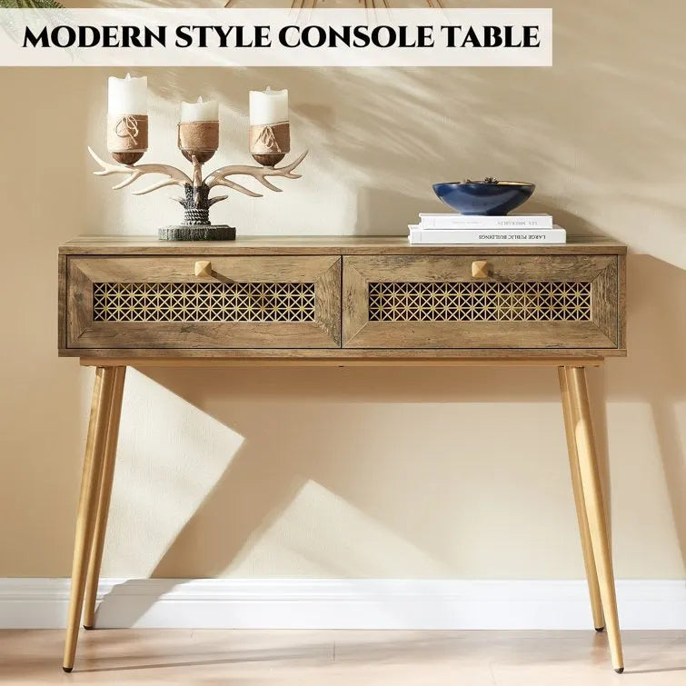 41.9 Wood 2-Drawer Entryway Console Table