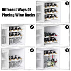 Grey 3-Tier Industrial Wine Bar Cabinet (12+ Bottles)  36H x 24W x 15D, Detachable Rack, 9 Glass Holders & Adjustable Shelves for Home/Bar