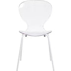LeisureMod Bristol 5-Piece Dining Set Round Dining Table, 4 Plastic Dining Chairs White Legs