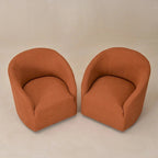 KINWELL 32 W Boucle Upholstered Swivel Barrel Armchair (Set of 2)