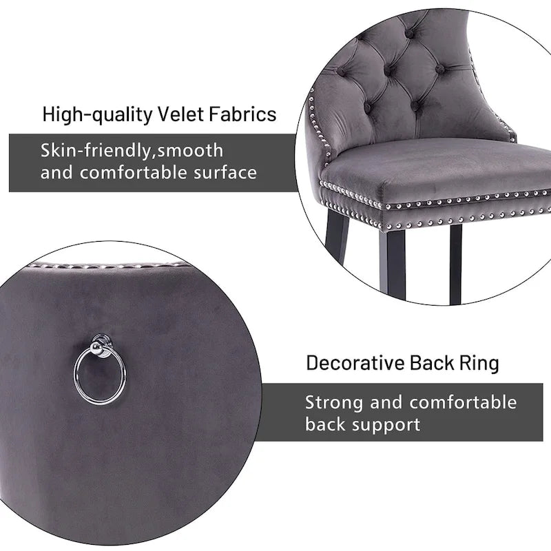 Dining Chairs Set of 6, Luxury Upholstered Velvet Kitchen Chairs Side Chair with Padded Seat Back and Solid Wood Legs - N/A