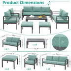 AECOJOY 7 Pieces Aluminum Patio Furniture Set Outdoor Conversation Set