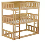 Triple Twin Bunk for Kids, Twin over Twin over Twin Detachable Bunk Bed with Ladder and Guardrail, Separate into 3 Beds