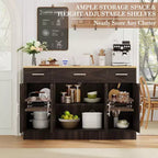 Celebalcony Buffet Cabinet with Storage,53.4 Large Kitchen Storage Cabinet with 3 Drawers & 4 Doors, Adjustable Shelf for Kitchen,Living Room