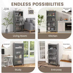 Costway 5-Tier Kitchen Bakers Rack Storage Cabinet Mobile Microwave Stand Flip-up Doors White/Black/Grey/Green
