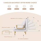 Folding Sofa Bed 3-in-1 Convertible Chair - 5-Position Adjustable Backrest with Pillow, Space-Saving Sleeper for Living Room, Bedroom & Office (White)