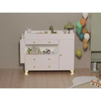 JVNOXK 54-inch Wide Dressing Table Modern Changing Table Wide tabletop design Three drawers Dresser with 12 drawers and storage shelves White