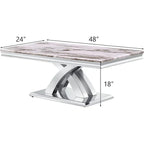 Modern Coffee Table 48 Rectangular Coffee Table with X Base Pedestal Coffee Tables for Living Room