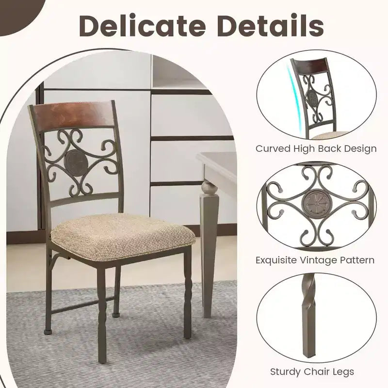 Costway Set of 2/4 Dining Room Chairs Armless Kitchen Chairs Set with Seat Cushion