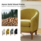 Augus Modern Boucle Accent Barrel Chair with Solid Wood Legs by HULALA HOME