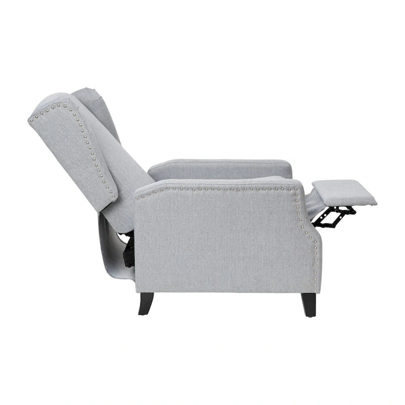 Push Back Wing Back Pocket Spring Recliner with Side Accent Nail Trim