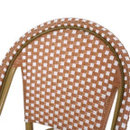 sumyeg 29.5 Outdoor French Bistro Bar Stools Set of 2, PE Rattan Wicker with Aluminum Frame, Bamboo Look Finish, Rust Red & White