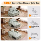 Upholstered Cats Claw Leather Convertible Reclining Sleeper Sofa Bed With Cushions For Small Spaces