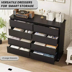 8-Drawer Storage Cabinet, Chest of Drawers with Deep Drawers, Large Wide-Top Closet for Living Room, Hallway, Childrens Room