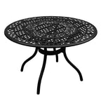 5pc Patio Dining Set with 48 Ornate Outdoor Mesh Aluminum Round Table & Checker Chairs - Black - Oakland Living: UV-Resistant, Mold-Resistant