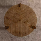 Rustic Round Wood Coffee Table, Natural Center Table Accent Table - ModernLuxe