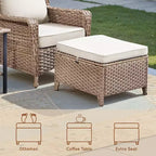 GDFStudio Halston Outdoor Wicker Chat Set with Cushions and Side Table
