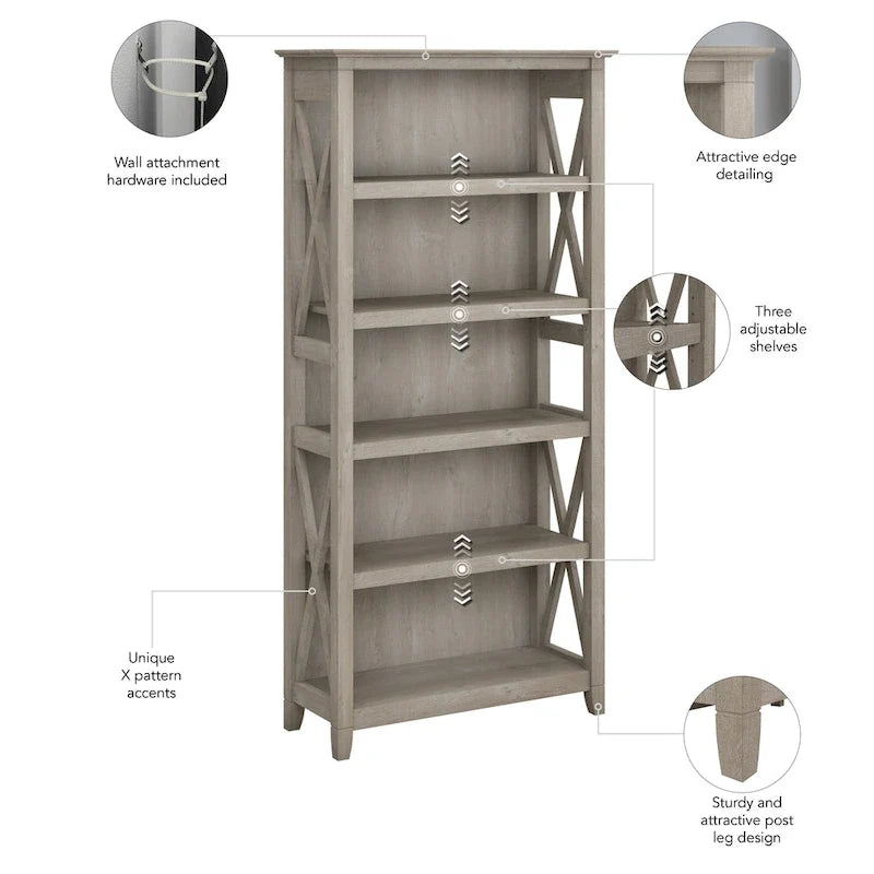 Key West 5 Shelf Bookcase Set by Bush Furniture