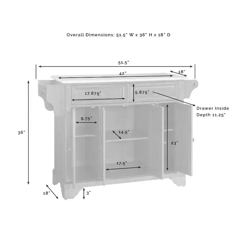 Lafayette Gray Granite Top Full Size Kitchen Island/Cart - Crosley