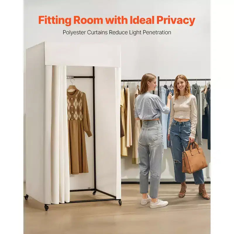 VEVOR Fitting Room, Dressing Room with Thick Polyester Curtains, Privacy Space with Shading Curtain and a Hook, 39 x 39 x 78 in, Gray